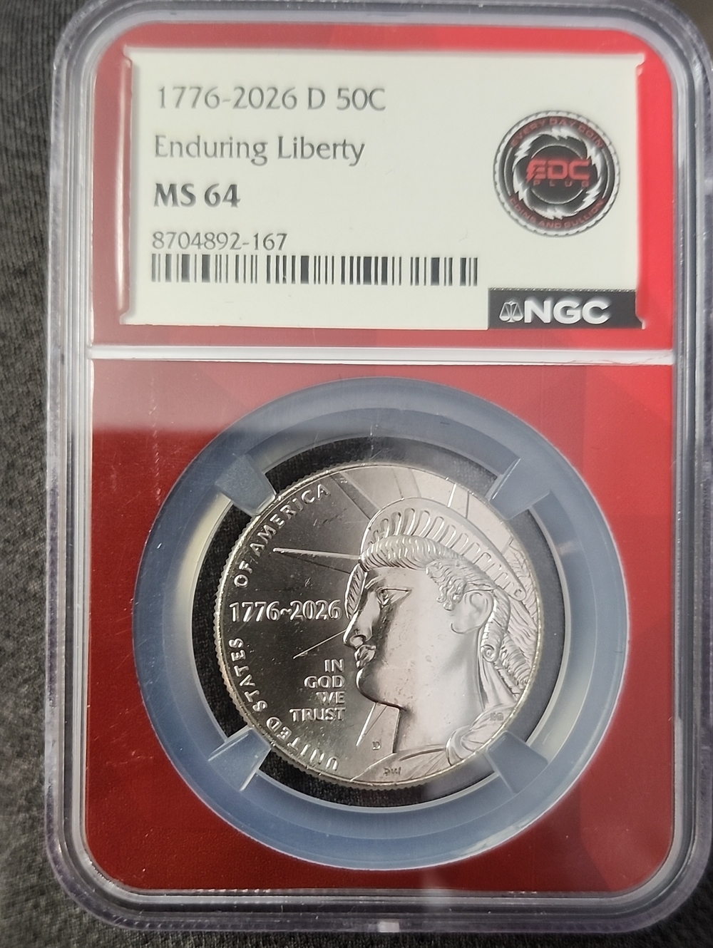 Graded Enduring Liberty 1776-2026 50C MS64 - NGC